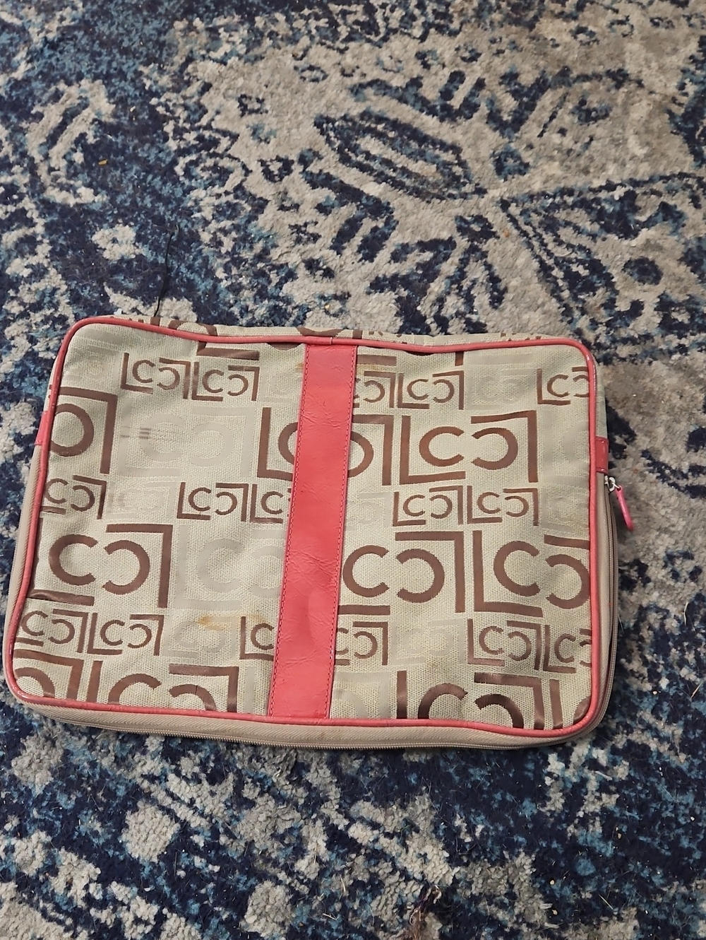 Liz Claiborne Beige and Coral Logo Tablet Sleeve